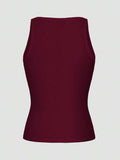 Casual Versatile Solid Color Knit Sports Tank Top