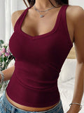 Casual Versatile Solid Color Knit Sports Tank Top
