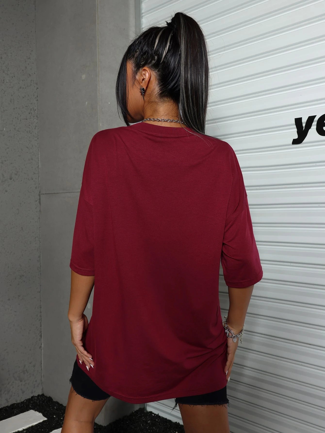 Letter Graphic Drop Shoulder Oversized Tee