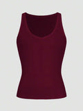 Casual Versatile Solid Color Knit Sports Tank Top