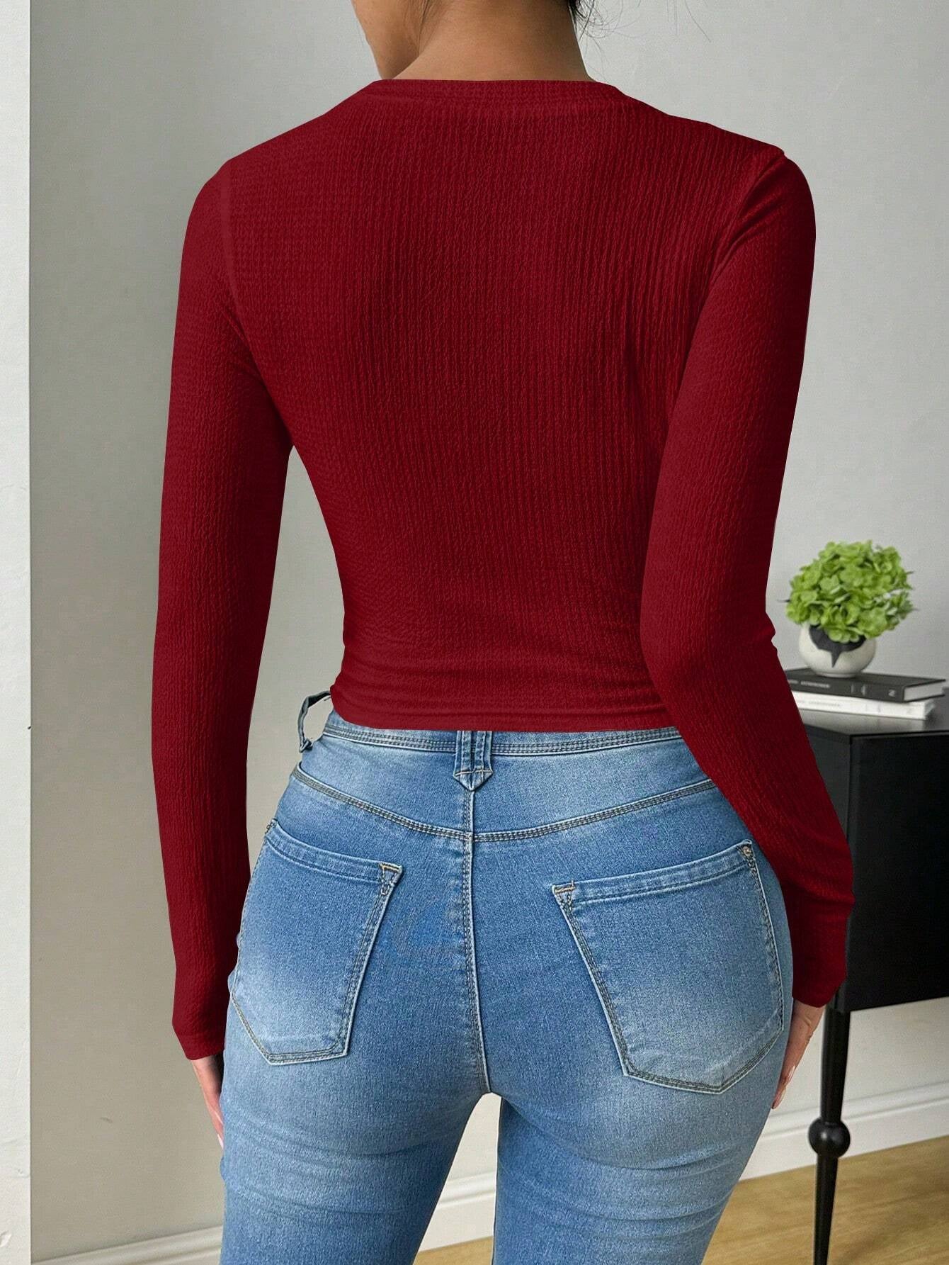 Solid Asymmetrical Hem Tee