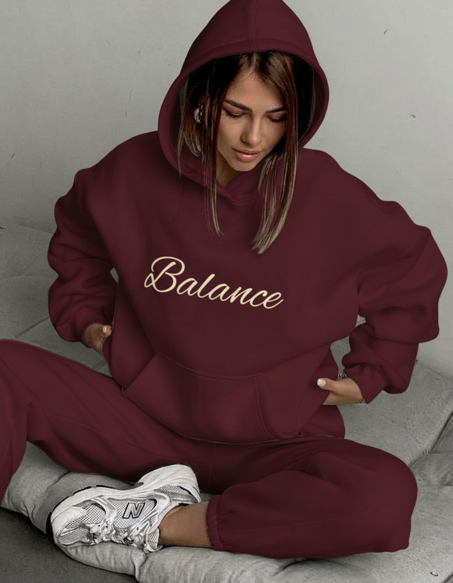 Balance Fleece Tracksuit with Oversized Hoodie and Loose Pants