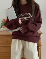 Letter Graphic Thermal Lined Sweatshirt Chilton Running Club Long Sleeve Tops Graduation