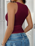 Casual Versatile Solid Color Knit Sports Tank Top