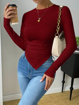 Solid Asymmetrical Hem Tee