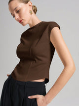 Ontre Urban Commuter White Knit Top, Short Sleeve Crew Neck T-Shirt