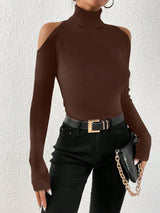 Casual Solid Color Versatile Outdoor Undershirt Hollow Out Long Sleeve Tight Fit T-Shirt