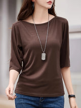 Solid Color Mid-Sleeve T-Shirt