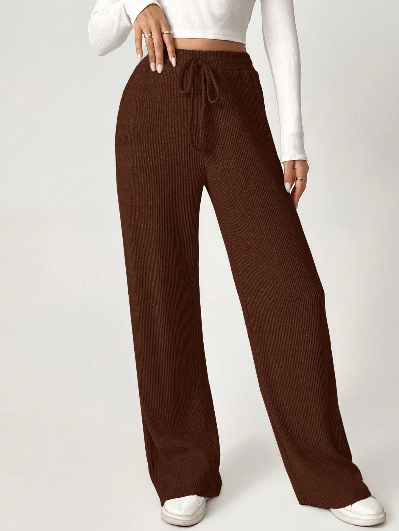 Solid Drawstring Slant Pocket Sweatpants