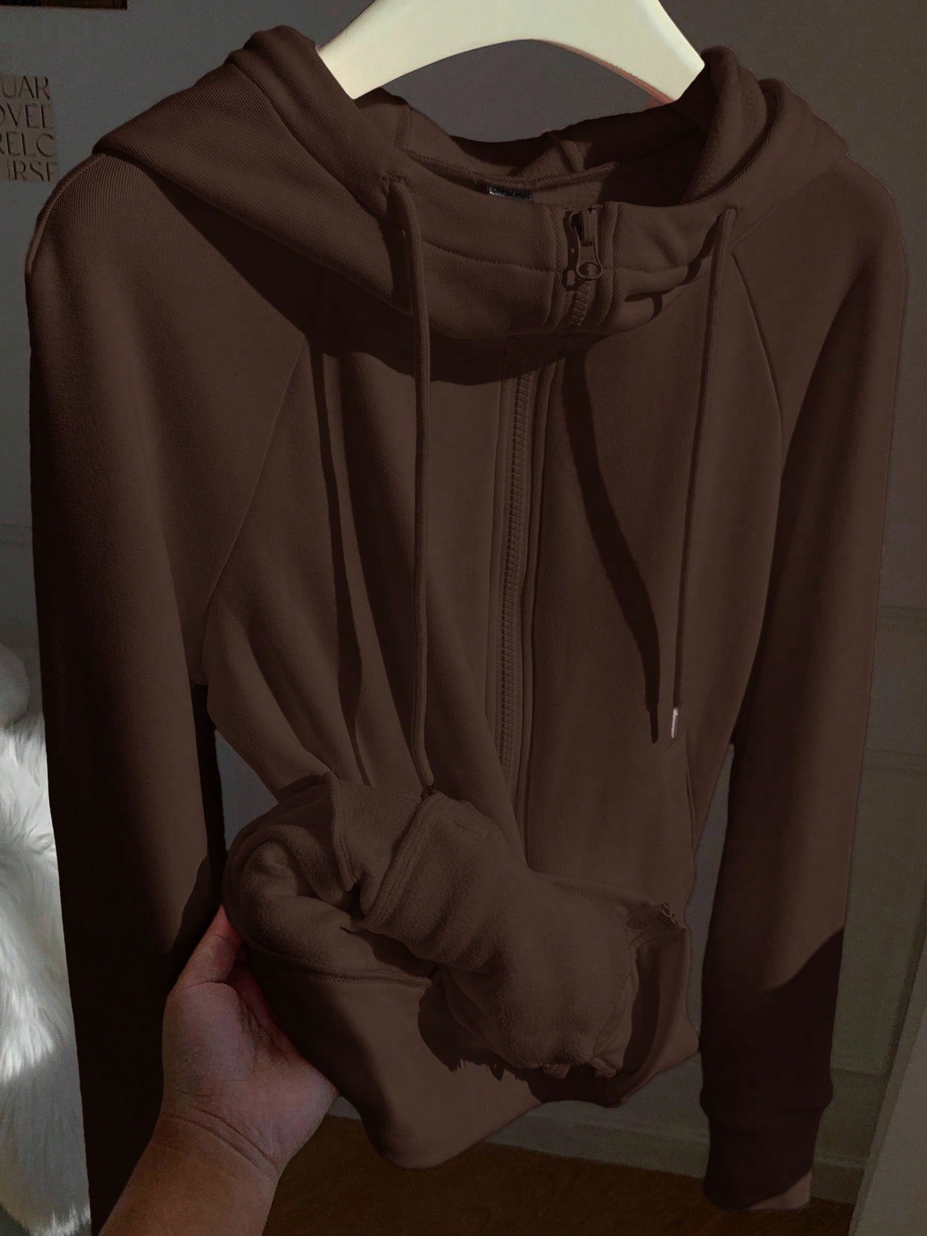 Casual Brown Hoodie Sweatshirt, Autumn/Winter Brown Long Sleeve Top