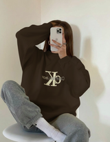Letter Graphic Thermal Sweatshirt with Letter Print Calvin Klein Jeans Slimming Long-Sleeve Top