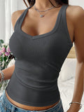 Casual Versatile Solid Color Knit Sports Tank Top