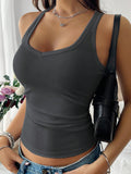 Casual Versatile Solid Color Knit Sports Tank Top