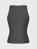 Casual Versatile Solid Color Knit Sports Tank Top