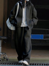 Casual Solid Color Drawstring Hoodie Sweatshirt And Sweatpants 2pcs Set