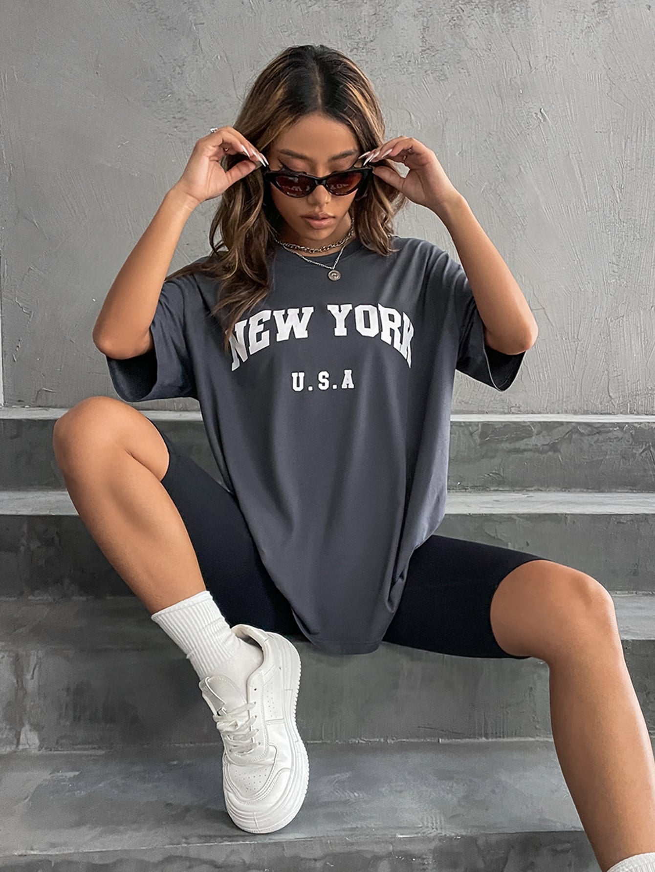 Minimalist English Printed Casual Street Style T-Shirt Graphic Tees Women Tops
