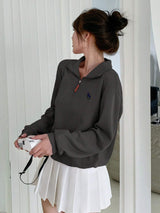 Half-Zipper Casual & Versatile Long Sleeve Sweatshirt, Long Sleeve Tops