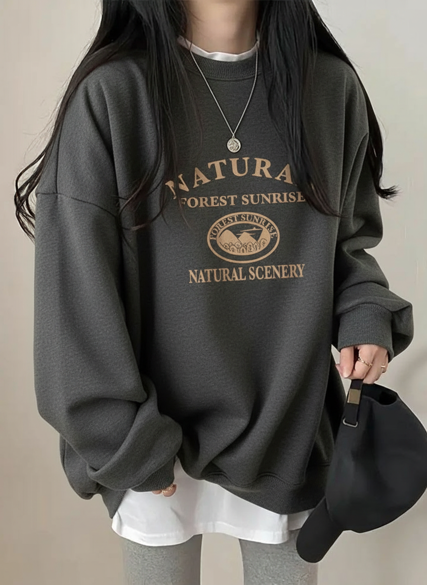 Women's Hip-Hop Thermal Sweatshirt with Letter Print – Slimming Long-Sleeve Top for Ultimate Fall Style!
