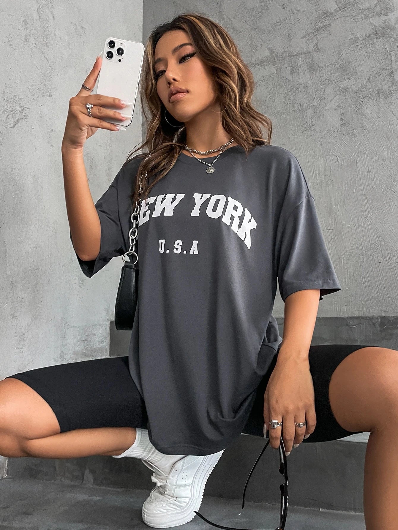 Minimalist English Printed Casual Street Style T-Shirt Graphic Tees Women Tops
