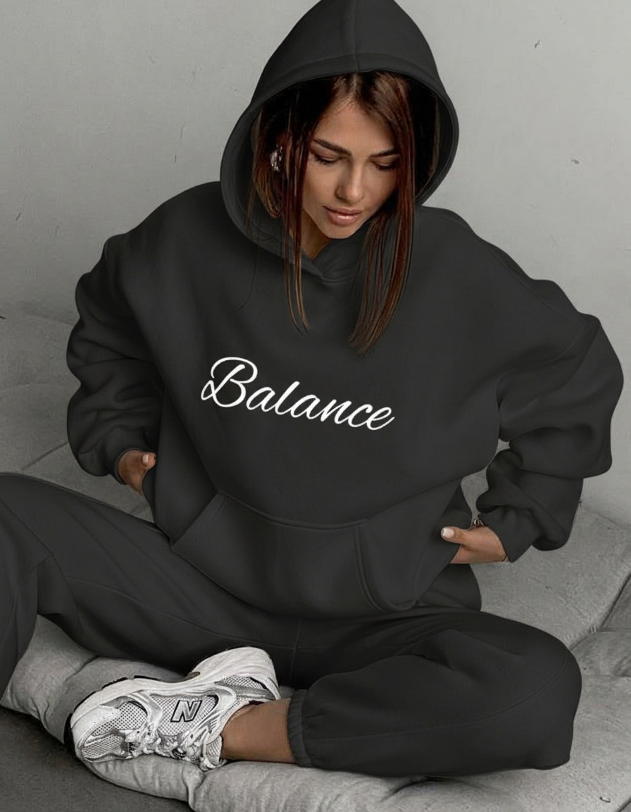 Balance Fleece Tracksuit with Oversized Hoodie and Loose Pants