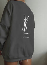 Letter Graphic Thermal Sweatshirt with Letter Print Yves Saint Laurent Long-Sleeve Top