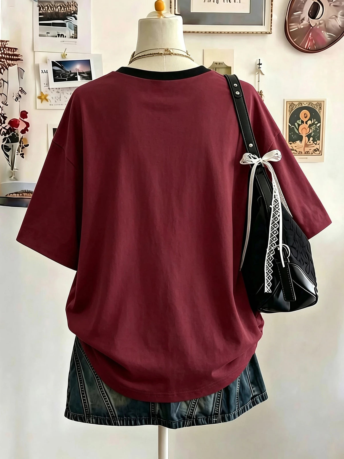 Women's Plant-Print Drop-Shoulder Loose-Fit T-Shirt