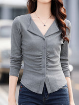 Casual V-Neck Long Sleeve T-Shirt