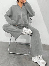 Street Style Camouflage Maple Leaf Print Zipper Sweatshirt & Pants Set