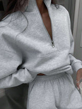 Solid Color Casual 2-Piece Set Fall Cloth