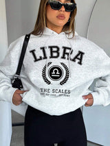 Casual Letter Printed Drawstring Hoodie Sweatshirt, Long Sleeve Tops Graduation