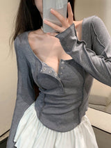 Solid Button Front Curved Hem