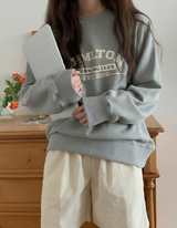 Letter Graphic Thermal Lined Sweatshirt Chilton Running Club Long Sleeve Tops Graduation