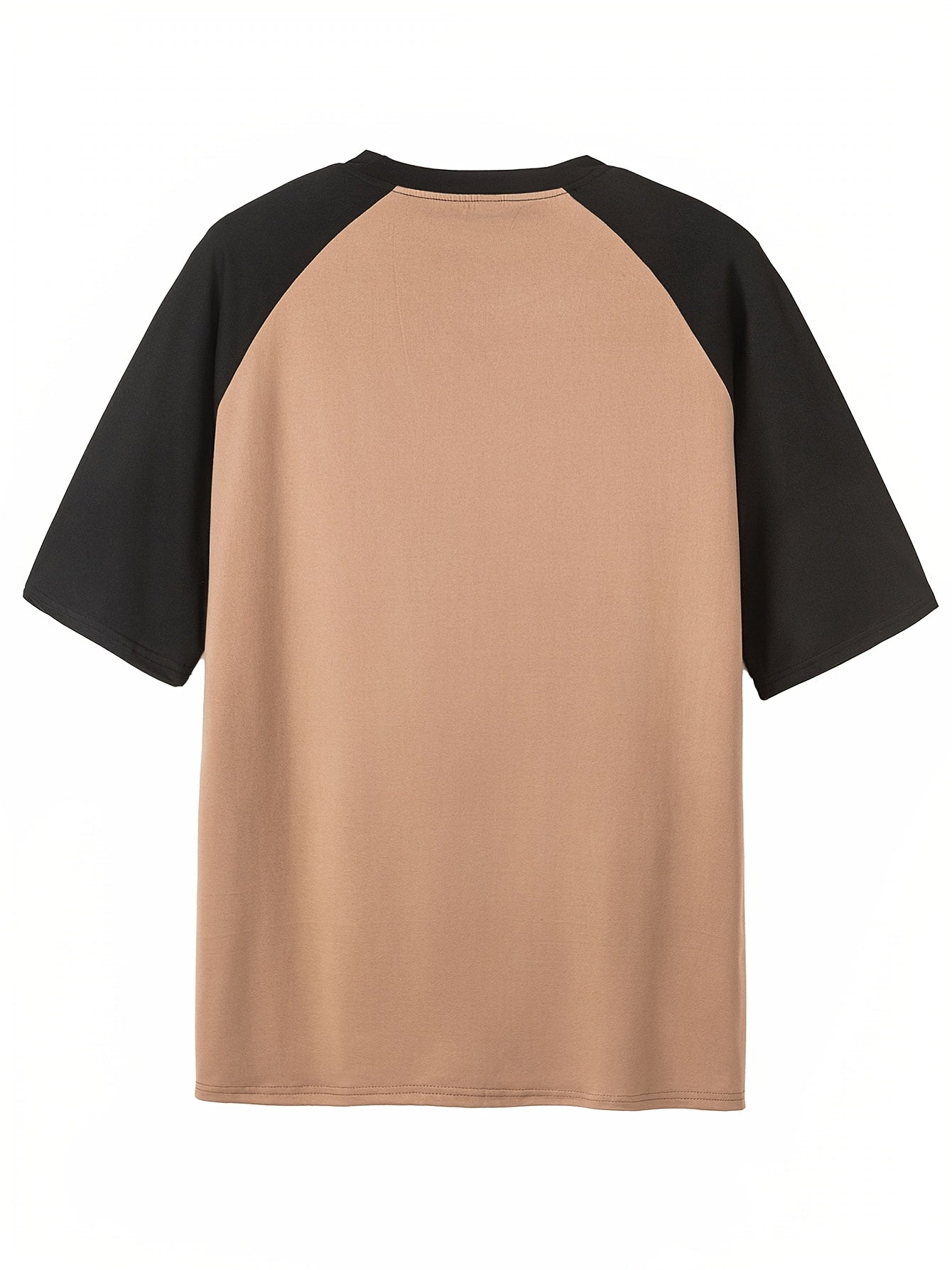 Color Block Graphic Tee - DON'T OVER for THINK IT Print, Casual Short Sleeve Crew Neck T-Shirt