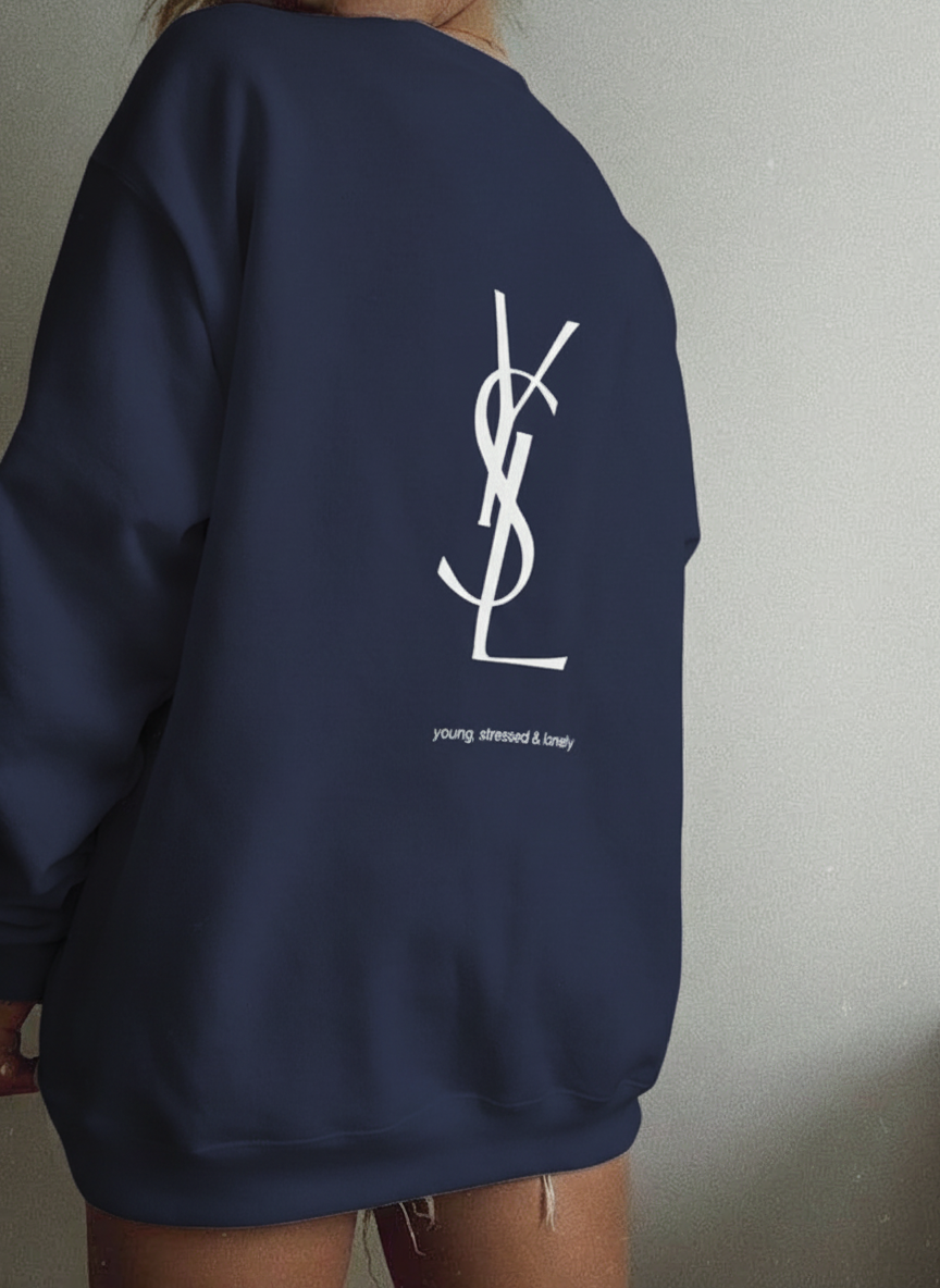 Letter Graphic Thermal Sweatshirt with Letter Print Yves Saint Laurent Long-Sleeve Top