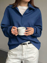 Solid Color Drop Shoulder Long Sleeve Loose Casual Sweatshirt