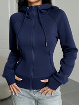 Casual Brown Hoodie Sweatshirt, Autumn/Winter Brown Long Sleeve Top