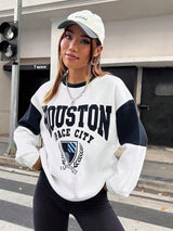 Letter Graphic Colorblock Drop Shoulder Sweatshirt