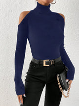 Casual Solid Color Versatile Outdoor Undershirt Hollow Out Long Sleeve Tight Fit T-Shirt