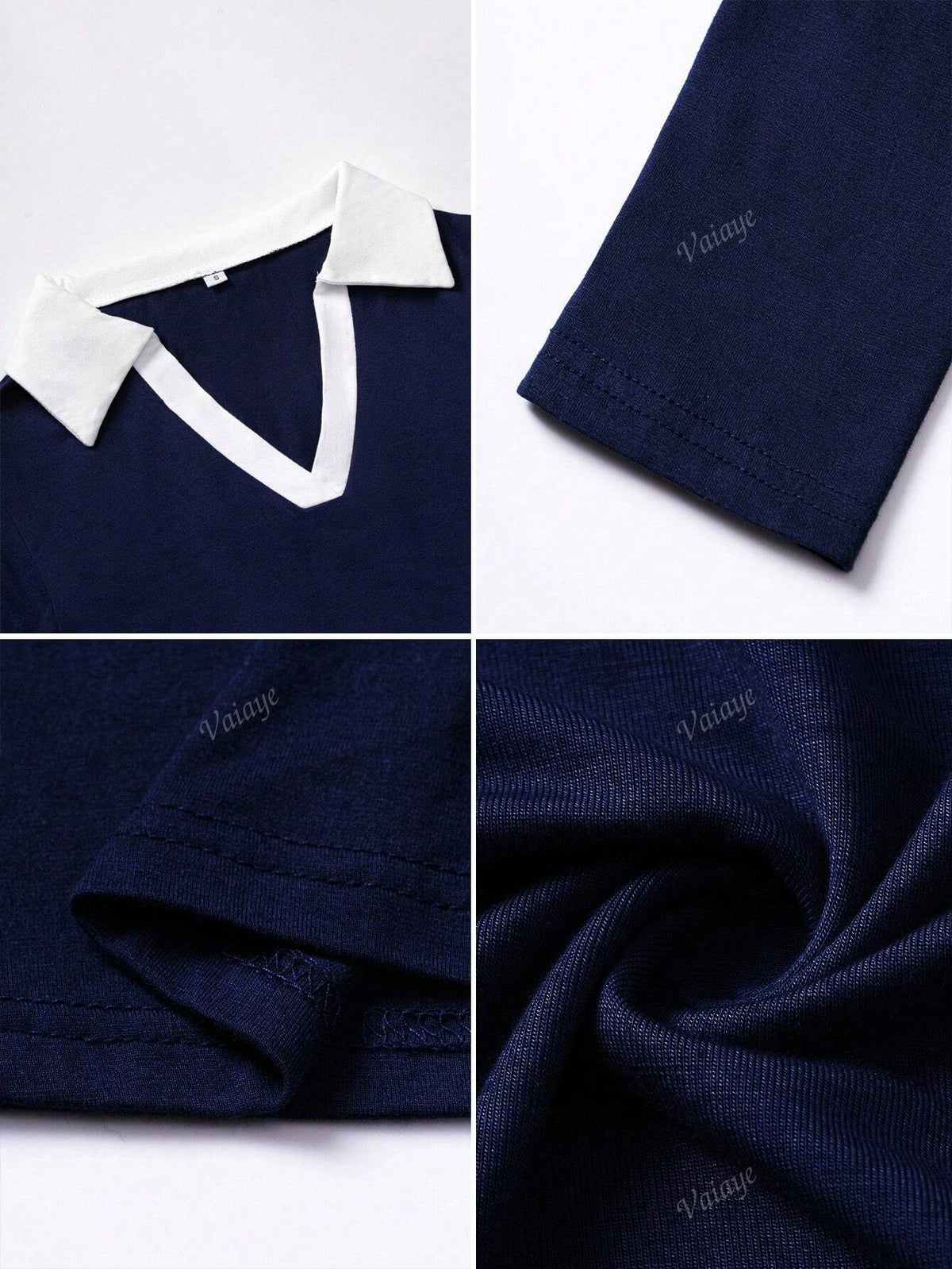 Women's Embroidered Slim-Fit Long-Sleeve Knitted Polo Top
