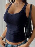 Casual Versatile Solid Color Knit Sports Tank Top