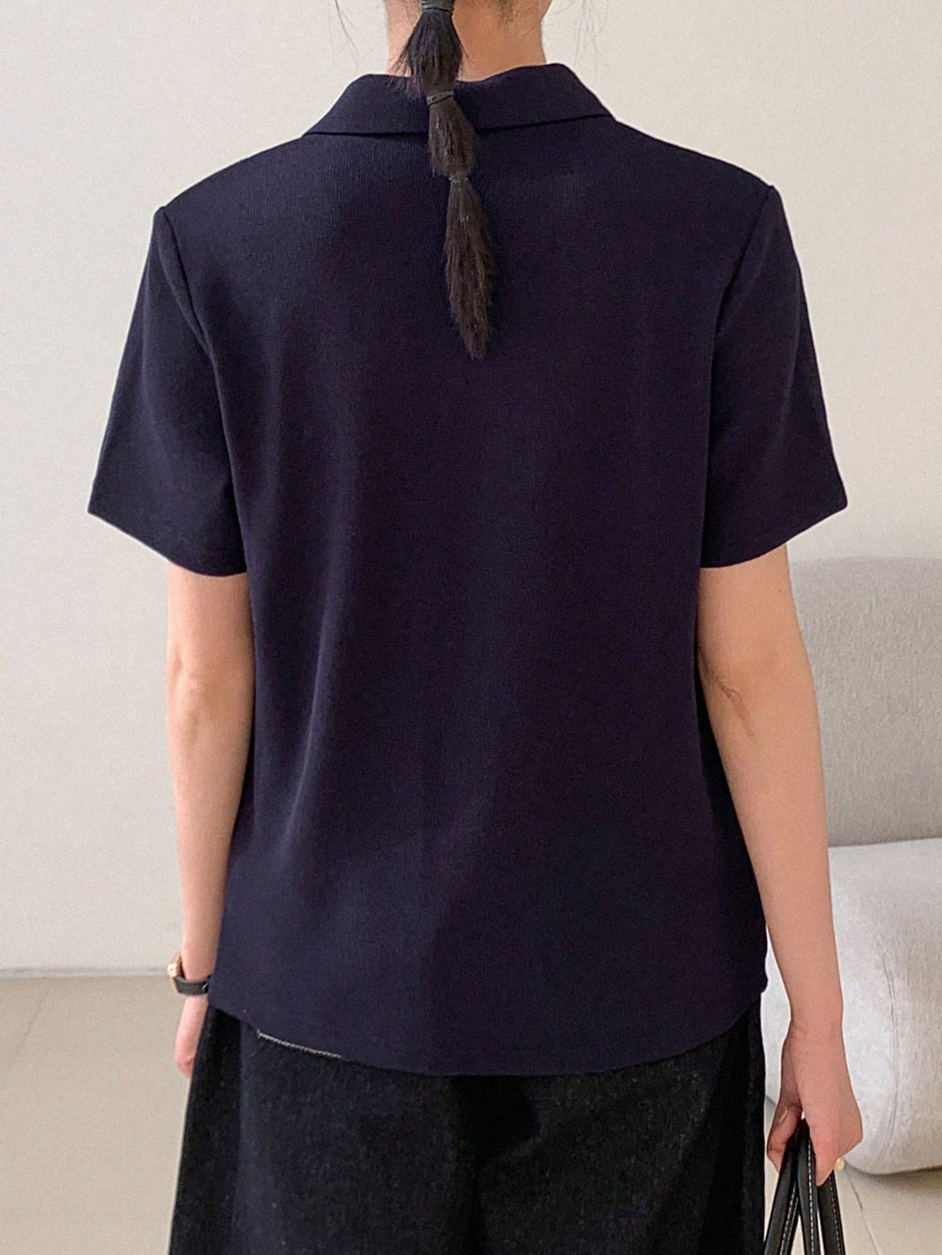 Casual Versatile Solid Color Polo Shirt Short Sleeve T-Shirt