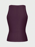 Casual Versatile Solid Color Knit Sports Tank Top