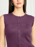 Rib-Knit Open Front Button Sleeveless Cropped Camisole Top
