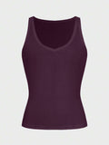 Casual Versatile Solid Color Knit Sports Tank Top