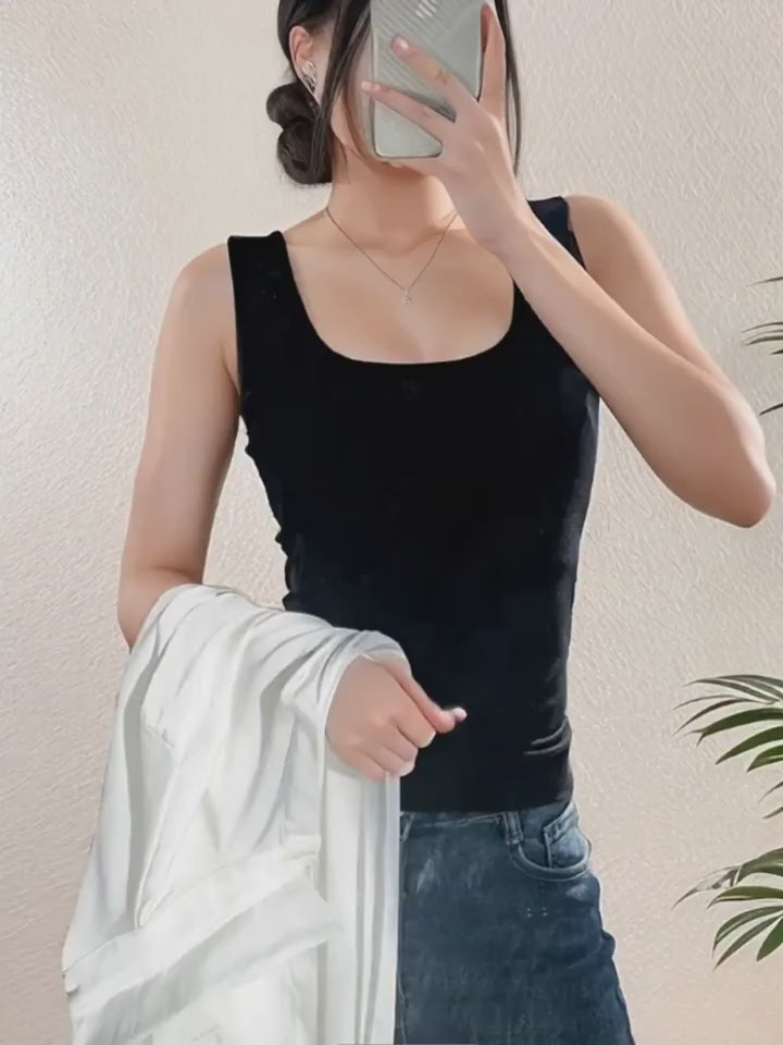 2pcs Sleeveless Ribbed Tank Tops