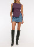 Sleeveless Button Knit Tank Top
