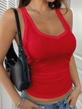 Casual Versatile Solid Color Knit Sports Tank Top