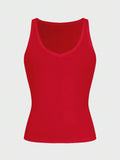 Casual Versatile Solid Color Knit Sports Tank Top