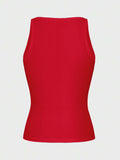 Casual Versatile Solid Color Knit Sports Tank Top
