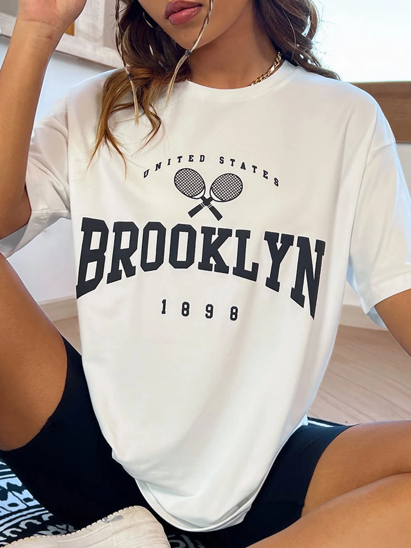 Letter Graphic Drop Shoulder Tee Graphic Tees Women Tops